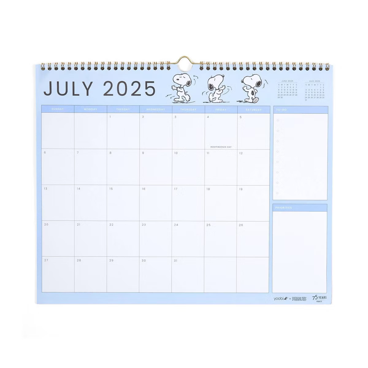 Yoobi 12"x15" Peanuts Monthly Wall Calendar Blue Snoopy Dance | Target
