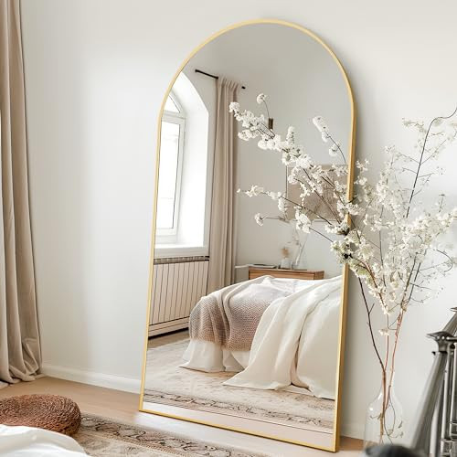 NicBex Oversized Full Length Mirror with Stand, 76"x35" Aluminum Alloy Frame Large Floor Mirror, Large Arched Mirror Full Length, Gold - Free Standing, Leaning Against Wall or Wall-Mounted | Amazon (US)