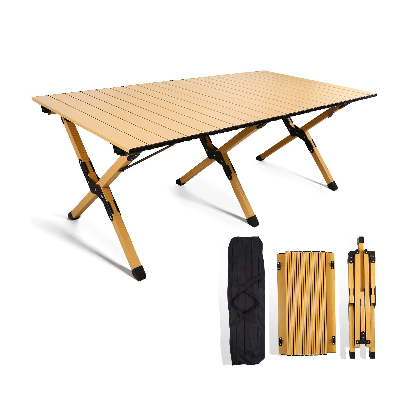 Folding Camping Table, Lightweight Roll-Up Table Aluminum Low Portable Picnic Table with Carrying... | Amazon (US)