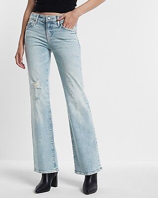 Low Rise Light Wash Ripped Bootcut Jeans | Express