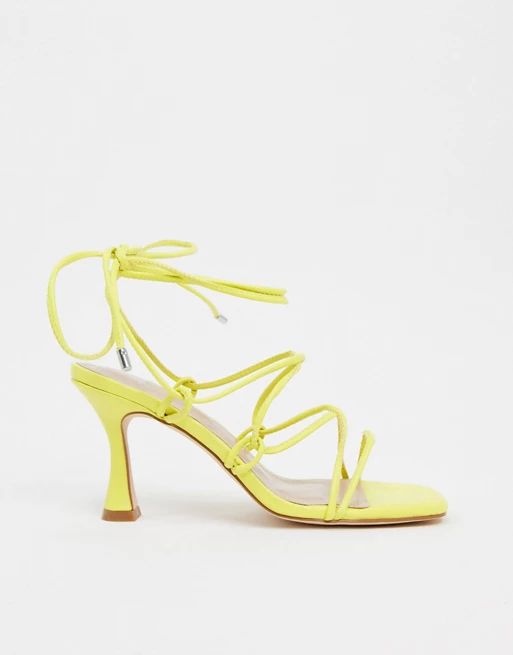 Co Wren Wide Fit strappy kitten heel sandals in yellow | ASOS (Global)