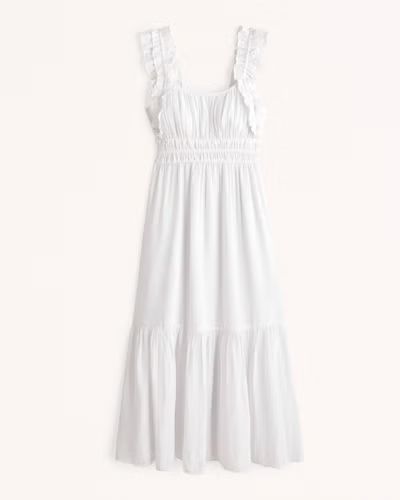 Ruffle Strap Textured Maxi Dress | Abercrombie & Fitch (US)