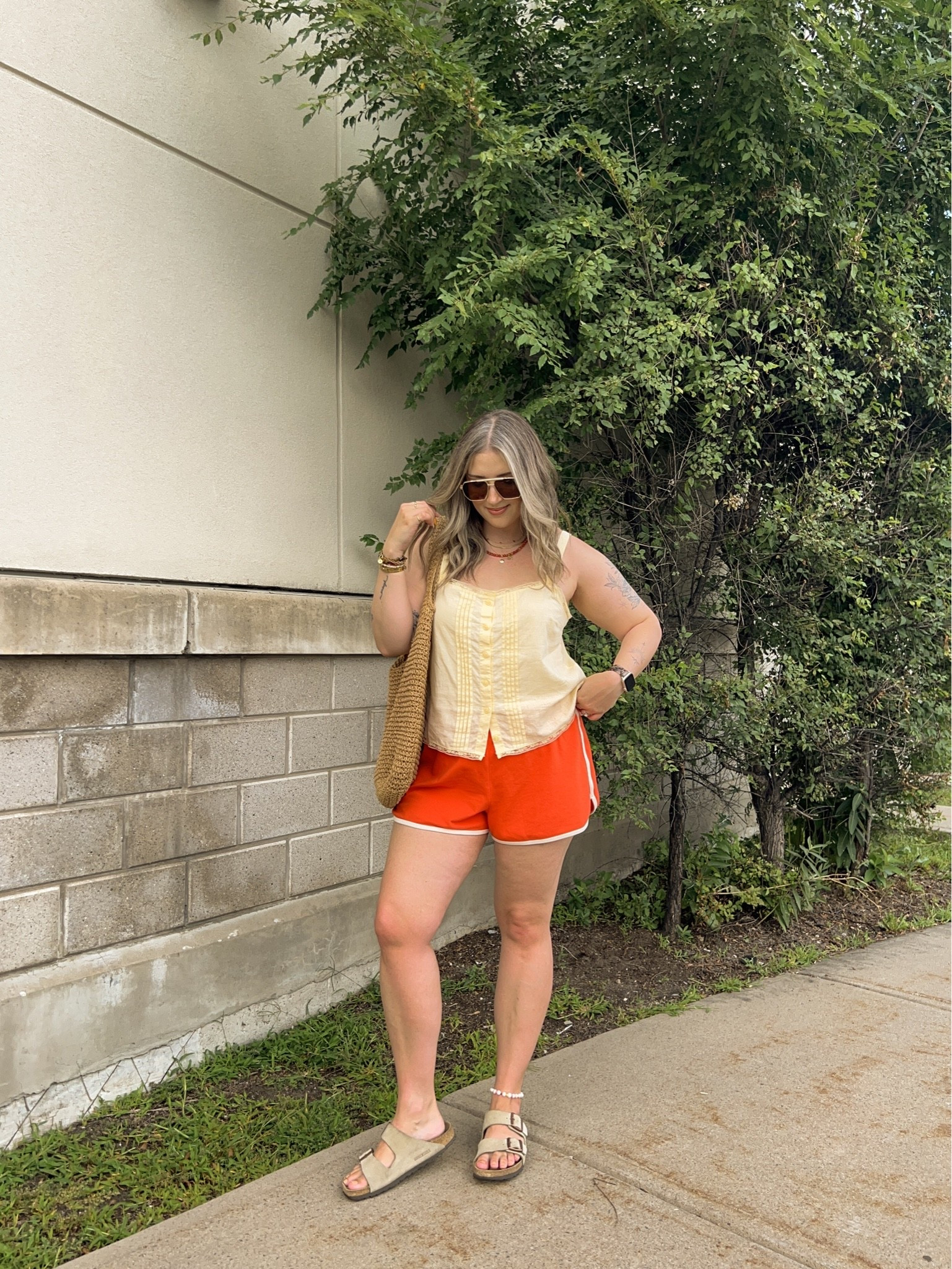 Heatwave outfit! Wearing L in both the tank and shorts. Canadian tank link under “similar products”. Also linked other lacey yellow tank tops! I’m a 9.5-10 shoe and wear a 40 in the Birkenstock sandals

#LTKsummer #LTKmidsize #LTKsale
