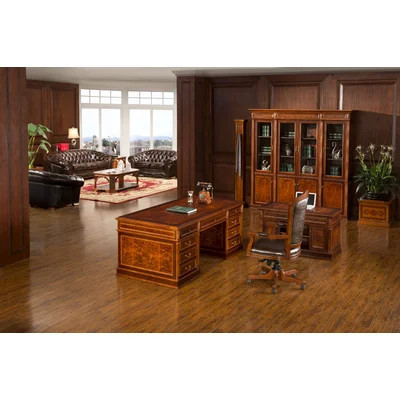 4 Piece Solid Wood Rectangular Executive Desk Office Set with Chair | Wayfair North America