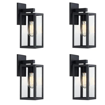 17 Stories 4-pack Outdoor dusk-to-dawn sensor Wall Light with Matte Black Finish & Reviews | Wayf... | Wayfair North America