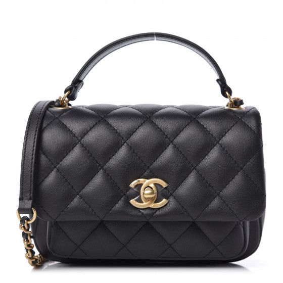 CHANEL Calfskin Quilted Top Handle Flap Black | Fashionphile
