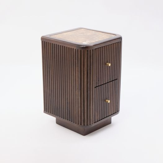 Brown Wooden Fluted Bedside Cabinet 56x35cm | TK Maxx