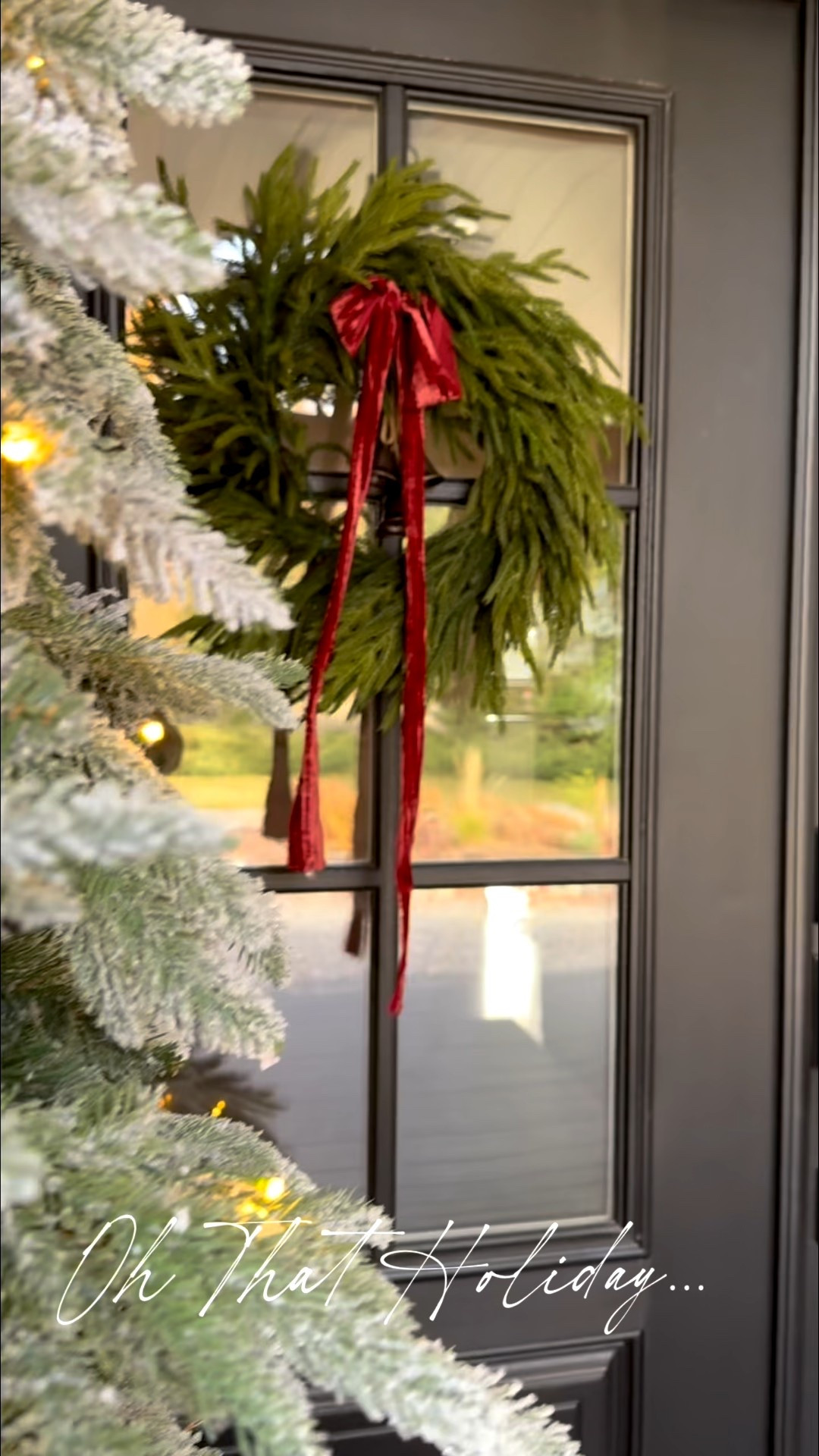 Classic Holiday Porch Styling with Old World Charm ✨
Step into the magic of the holiday porch season with a timeless, cozy look that feels straight out of a storybook. I started with a flocked pre-lit Christmas tree, its branches gently pulled downward to create that heavy-with-snow, freshly fallen look. The soft twinkle of lights gives the entire porch a welcoming, enchanting glow.