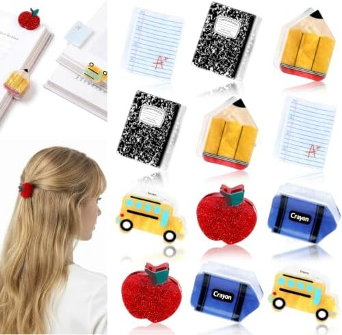 12 Pcs Back to School Mini Hair Clips, School Themed Small Hair Claw Clips for Women, Cute Teache... | Amazon (US)