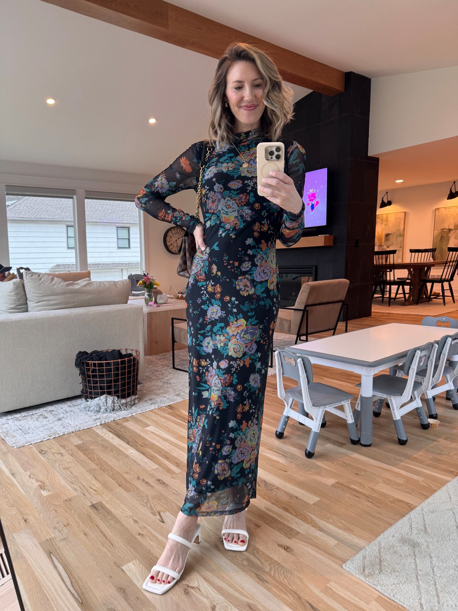 First time wearing a sheer dress and I’m loving it! So form fitting yet comfortable!
I’m wearing a size small but could size down to show off your figure ☺️  I paired with dainty gold jewelry and a low square toe heel. 

#LTKStyleTip