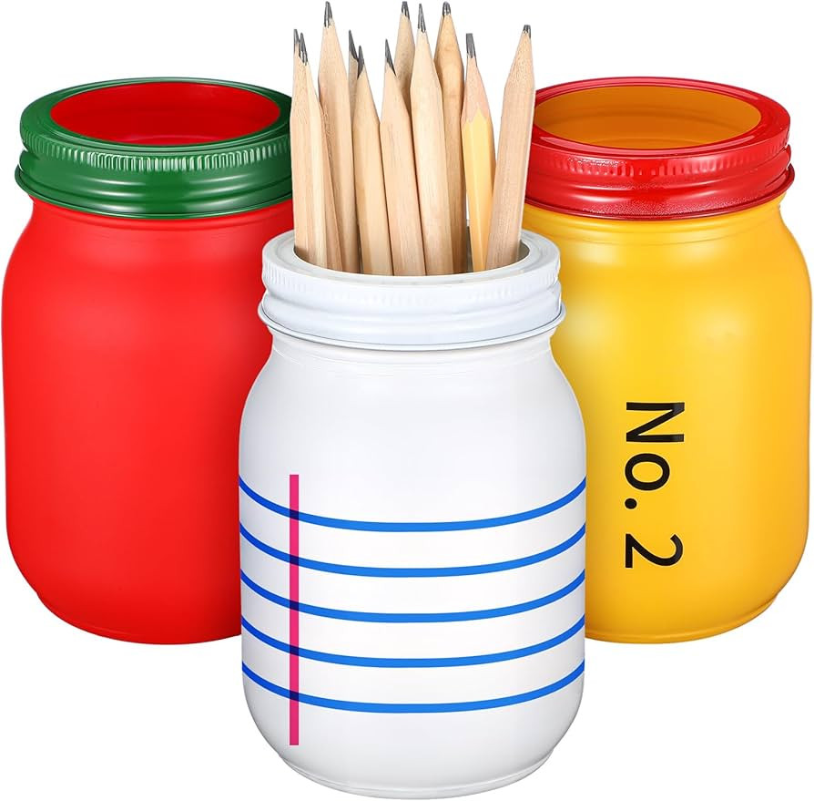 Nuogo 3 Pcs Teacher Pencil Holder for Classroom Teacher Appreciation Gifts Glass Mason Jar Pencil... | Amazon (US)