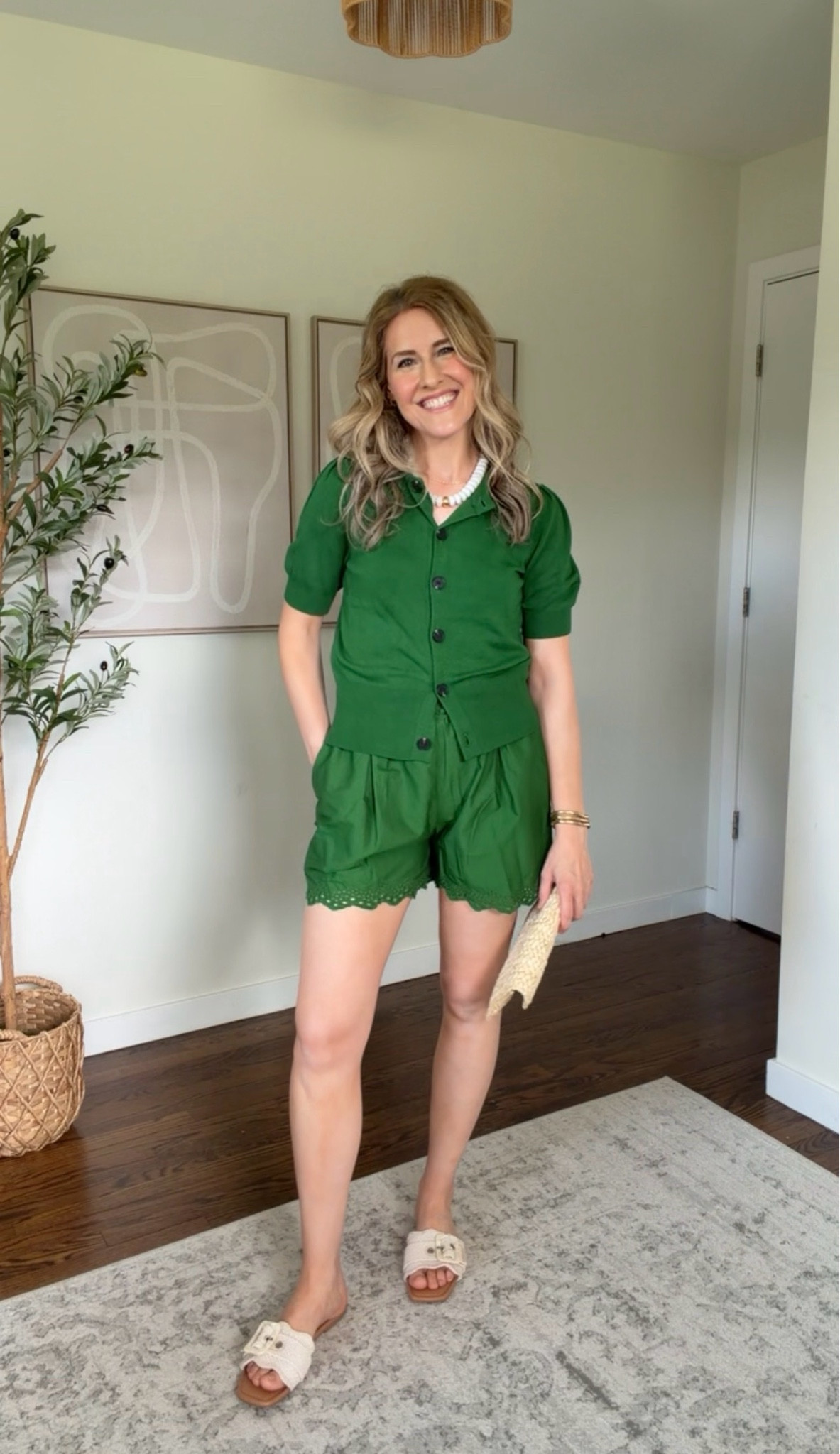 Walmart summer outfit idea with this short sleeve cardigan, super soft and perfect for work or weekend. Fits true to size, I’m in a small. These cotton shorts are fun, eyelet detail, fit is true to size and I’m a small. #walmartfashion

#LTKOver40