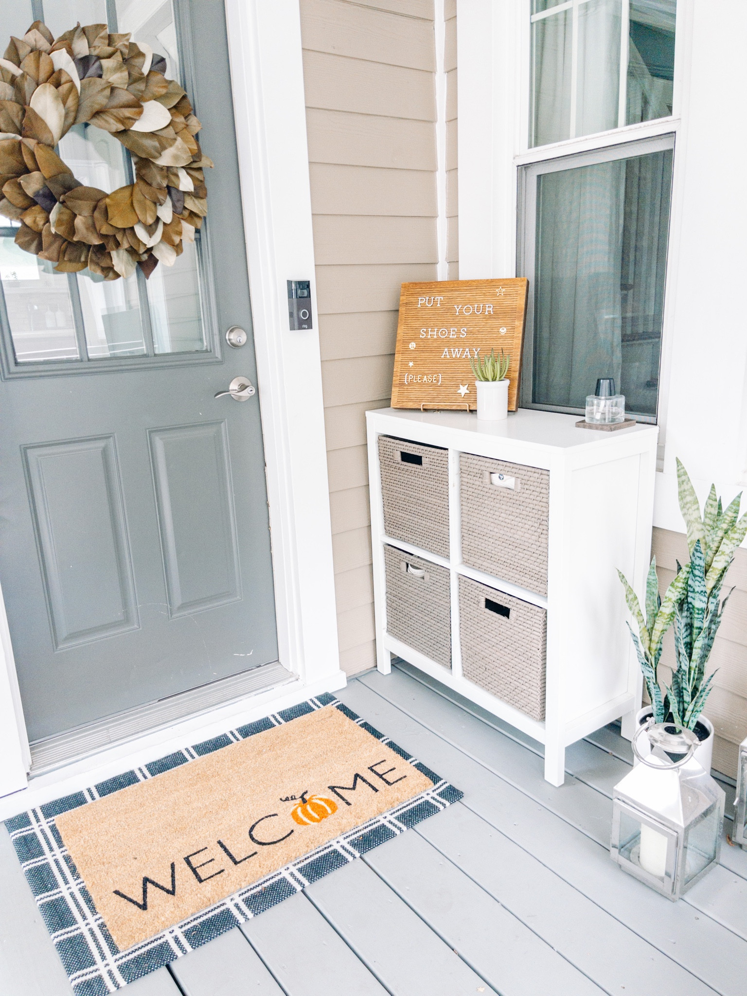 Back door drop zone organization and styling for fall 🍂 

#LTKhome #LTKSeasonal #LTKover40