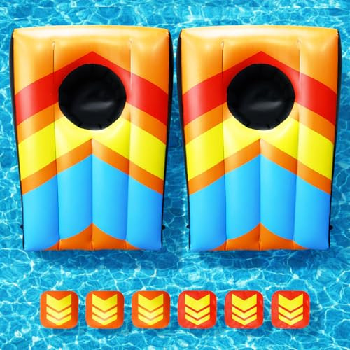 TOY Life 2 Sets Inflatable Pool Games Toys, Pool Cornhole Game Floating Toys for Adults Family, Water Games for Adults, Bean Bag Toss Game for Swimming Pools Orange | Amazon (US)