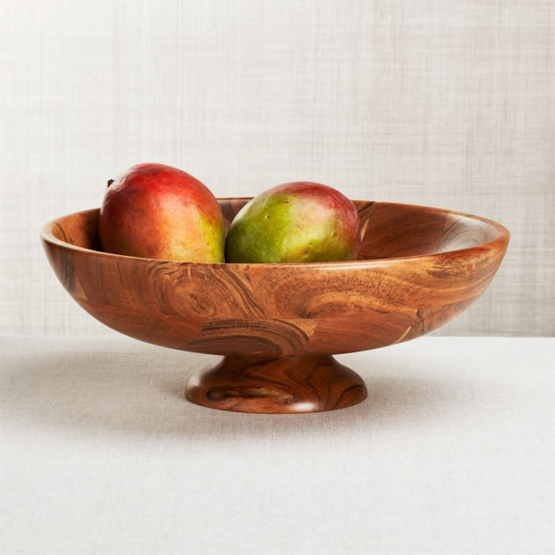 Carson Acacia Footed Fruit Bowl + Reviews | Crate & Barrel | Crate & Barrel