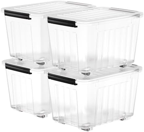 Nazhura 72 Quart Plastic Storage Bin, Stackable and Nestable Storage Boxes with Clear Lids and Se... | Amazon (US)