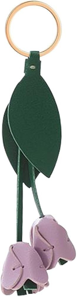 Leather Leaf Flower Keychain, Pu Leather Boho Accessory Keychain, Portable Key Ring Charm For Wom... | Amazon (US)