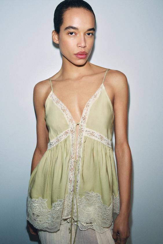 ZW COLLECTION LACE CAMISOLE TOP | Zara US