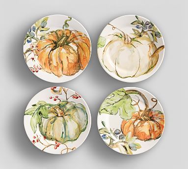 Harvest Pumpkin Stoneware Salad Plates - Set of 4 | Pottery Barn (US)
