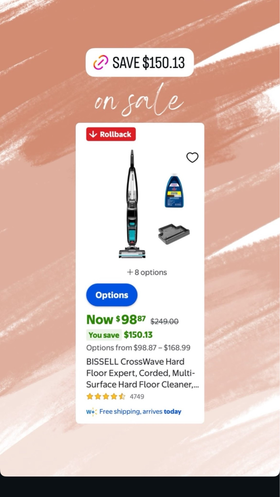 🚨 On Sale Now ‼️

Check out this BISSELL CrossWave, perfect for hard & multiple surfaces @Walmart, go grab one while the sale still on!🤩

linking here 🔗✨