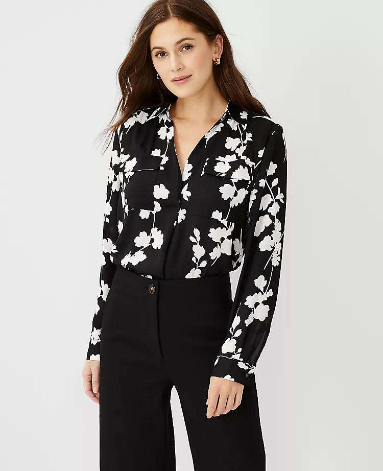 Shadow Floral Camp Shirt | Ann Taylor | Ann Taylor (US)
