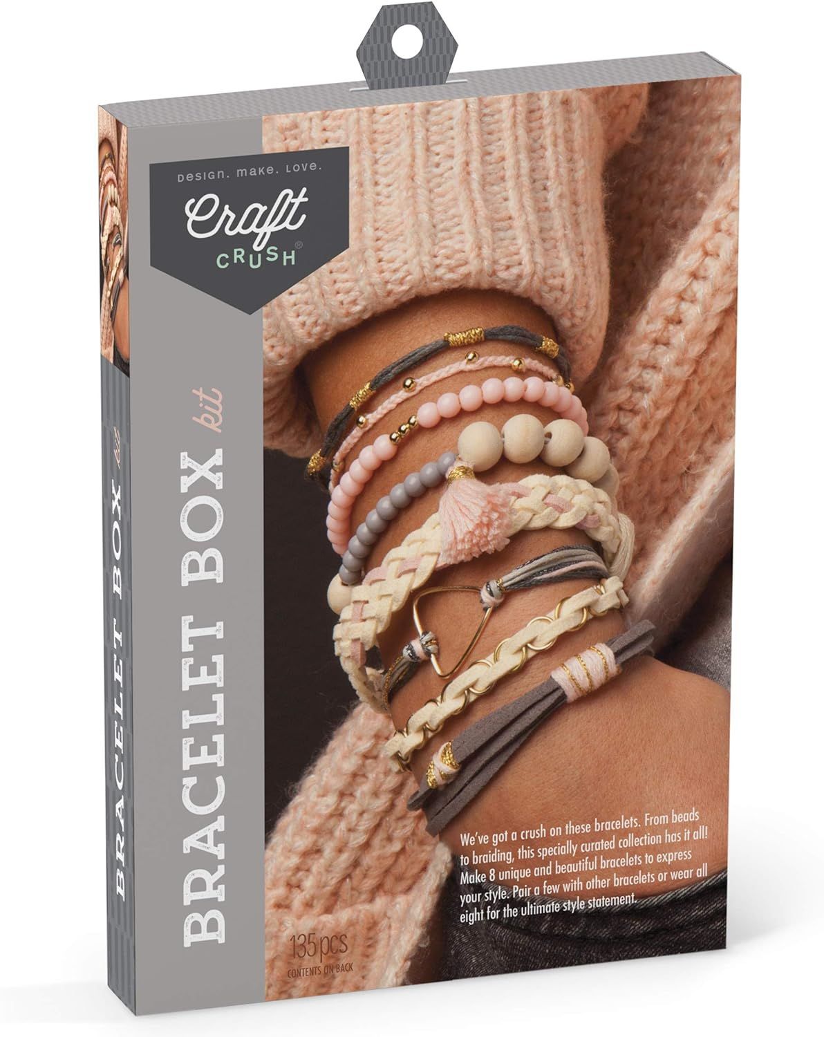 Craft Crush – Bracelet Box Kit – Craft Kit Makes 8 DIY Bracelets – Blush Tones | Amazon (US)