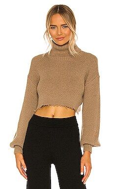 L'Academie Lucia Cropped Turtleneck in Olive Bark from Revolve.com | Revolve Clothing (Global)