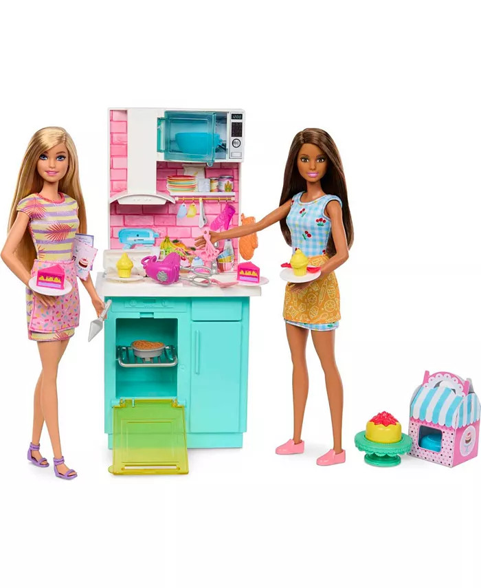 Barbie Celebration Fun Dolls and Accessories, Baking Playset with 2 Dolls, Oven 15 Plus Accessori... | Macy's