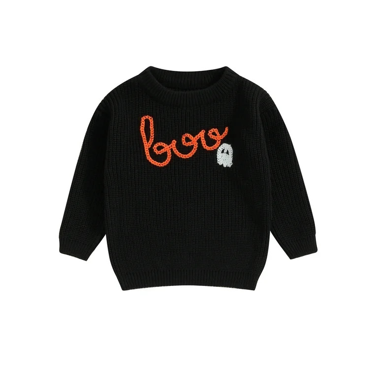 Toddler Girls Boys Halloween Pumpkin Ghost Spider Letter Embroidered Long Sleeve Sweater Infant K... | Walmart (US)