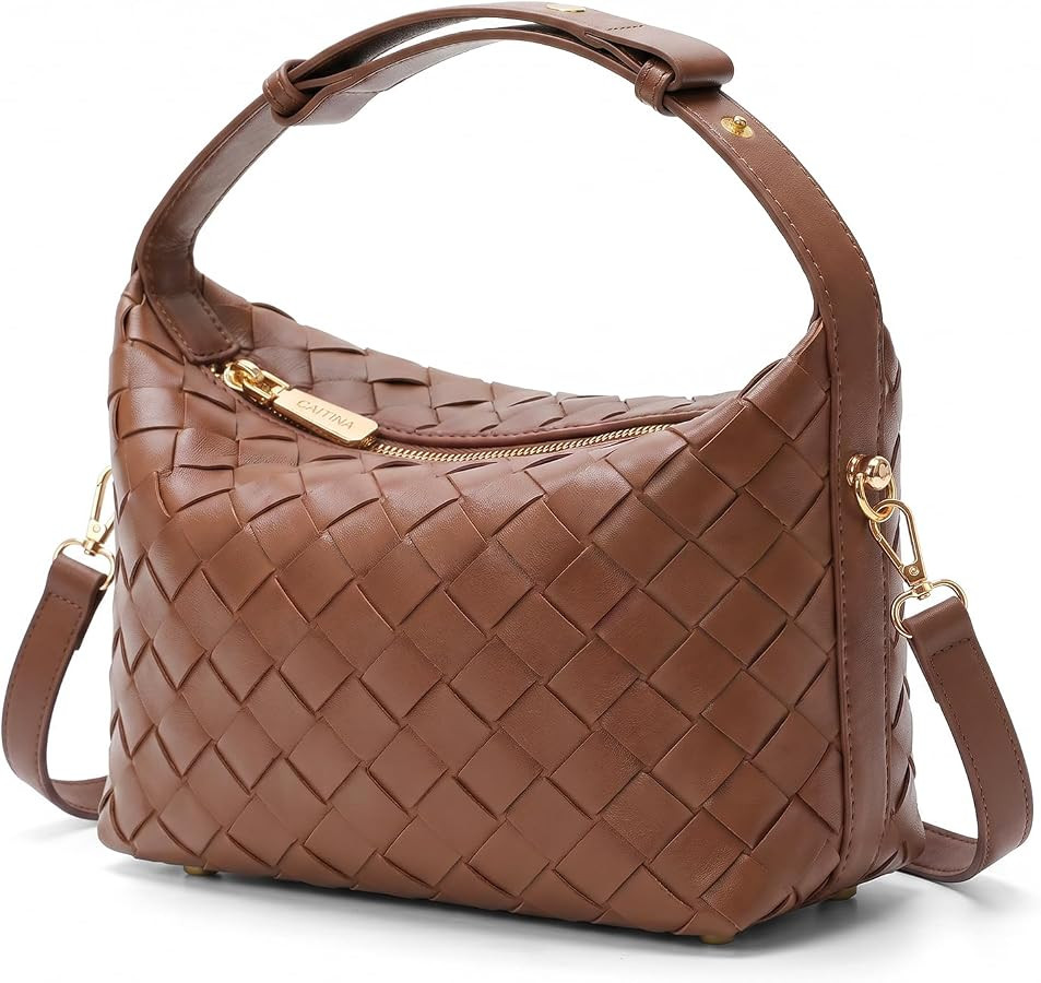 Woven Suede Shoulder Bag,Vegan Leather Hobo Handbag for Women | Amazon (US)