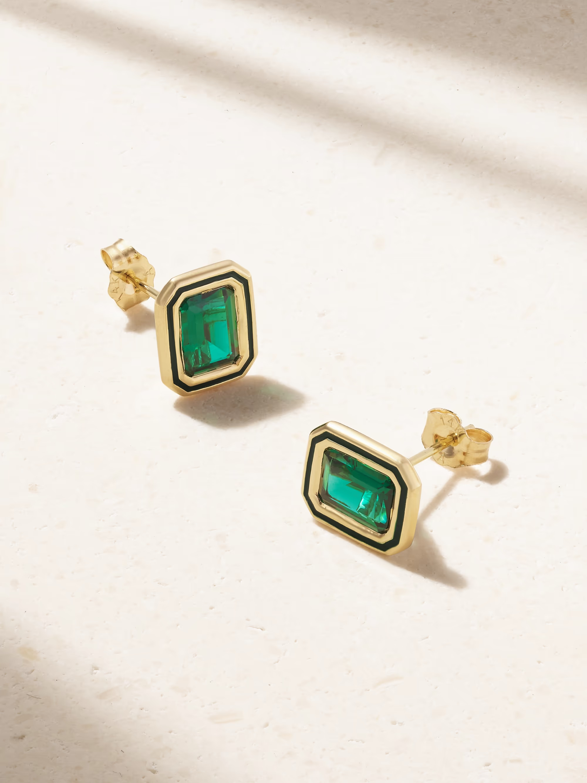 Madison 14-karat gold, laboratory-grown emerald and enamel earrings | NET-A-PORTER APAC