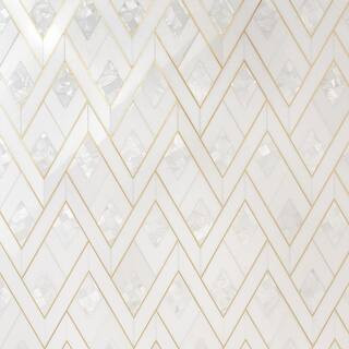 Kappa Pearl White 12.12 in. x 15.59 in. Polished Marble and Brass Mosaic Wall Tile (1.31 sq. ft./... | The Home Depot
