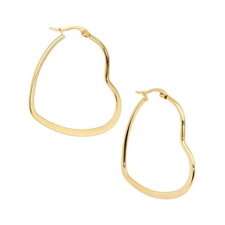 Body Candy Fashion Earrings for Women 40mm Gold Tone PVD Stainless Steel Heart Hoop Earrings | Walmart (US)