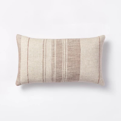 Oblong Woven Stripe Decorative Throw Pillow Off White/Mauve - Threshold™ designed with Studio M... | Target