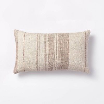 Oblong Woven Stripe Decorative Throw Pillow Off White/Mauve - Threshold&#8482; designed with Stud... | Target