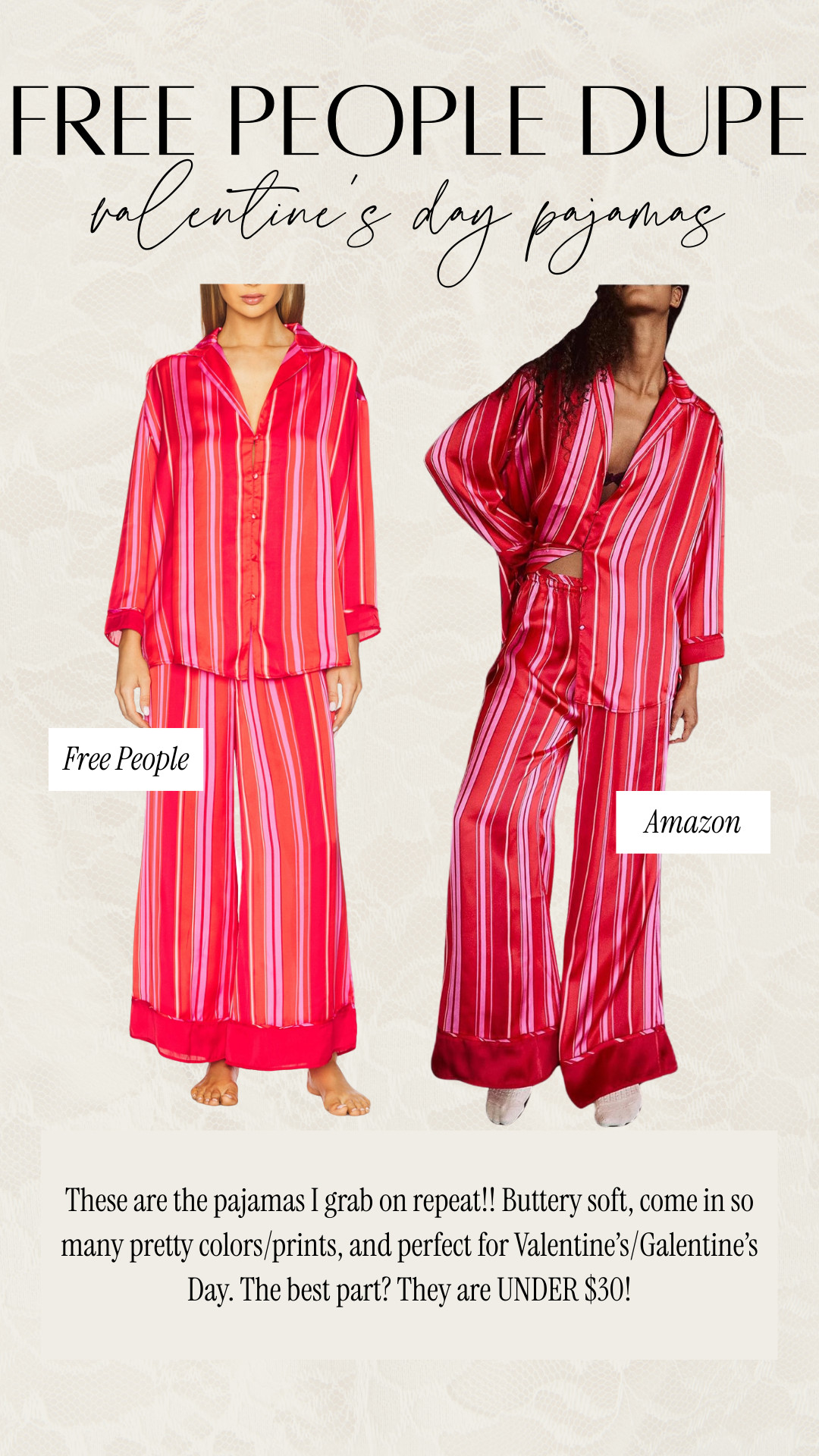 Free People Dupe! Valentines Day pajamas from Amazon!  

 #LTKValentine #LTKootd