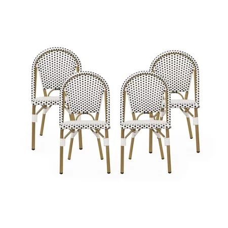Desire Outdoor French Bistro Chair , Set of 4, Black, White, and Bamboo Finish | Walmart (US)