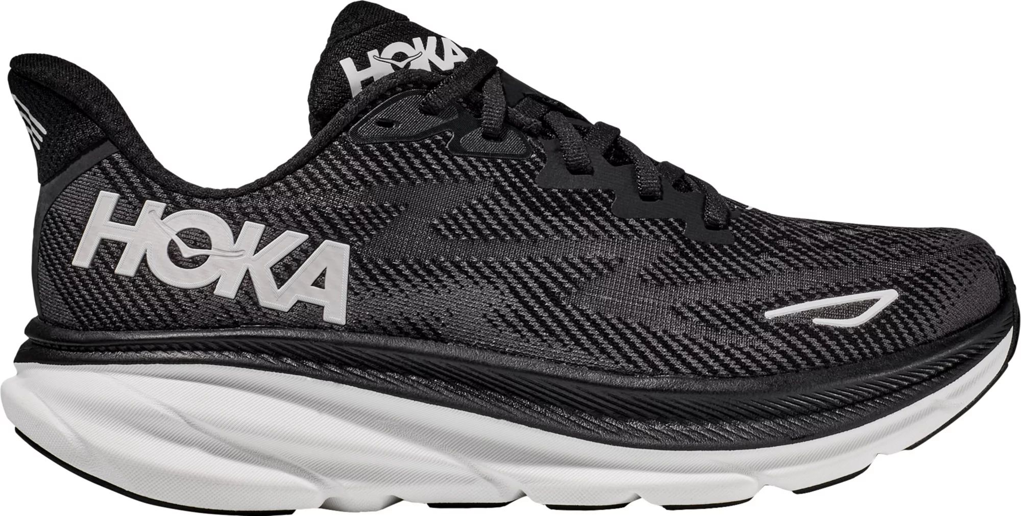 HOKA Women's Clifton 9 Running Shoes, 6.5 W, Black/White | Dick's Sporting Goods