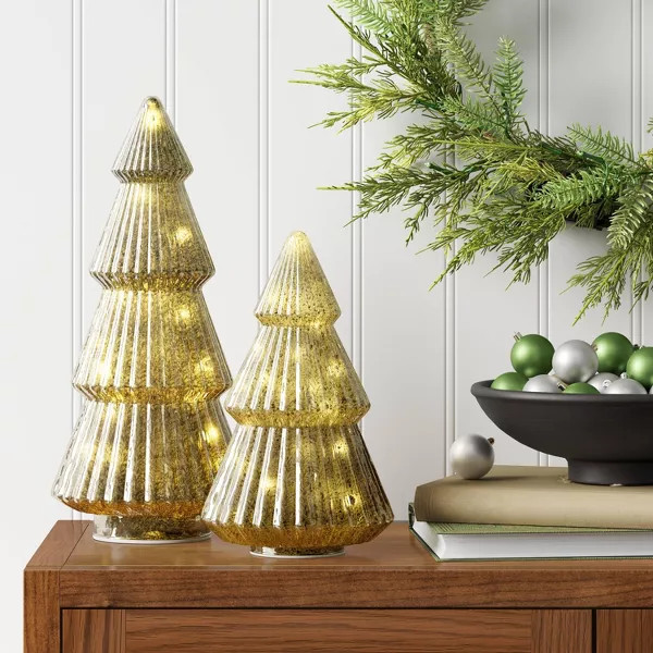 14.75" Battery Operated Lit Glass Christmas Tree Sculpture - Wondershop™ | Target