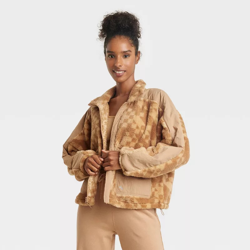 Women's Printed High Pile Fleece Jacket - JoyLab™ | Target