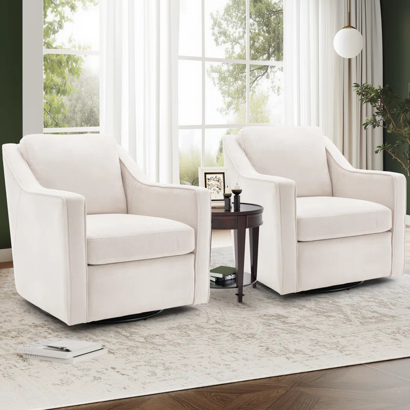 Masafumi Upholstered Swivel Armchair (Set of 2) | Wayfair North America