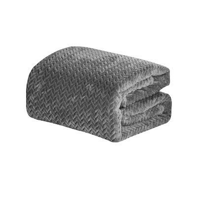 Plazatex Chevron Braided Stylish Soft Comfortable and Lightweight All Seasons Blanket Queen Grey | Target