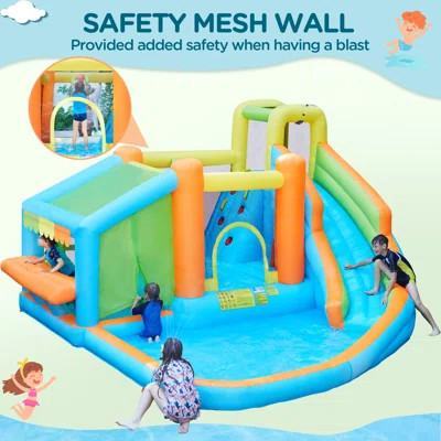13' x 15' Inflatable Bounce House With Water Slide and Air Blower for Kids | Wayfair North America