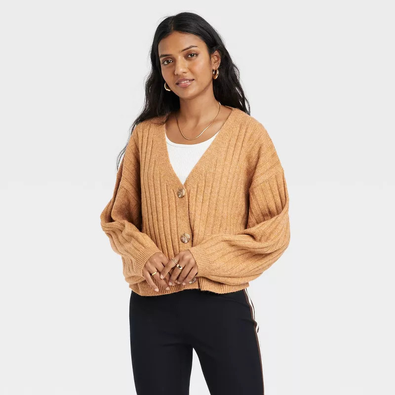 Women's Button-Front Cardigan - A New Day™ Brown XS | Target