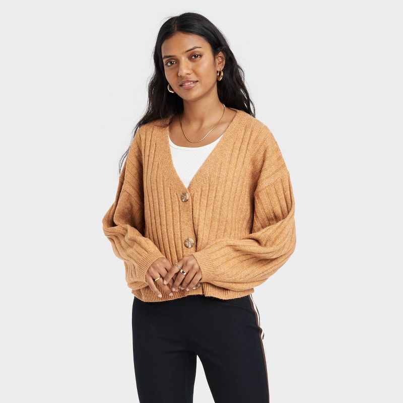 Women&#39;s Button-Front Cardigan - A New Day&#8482; Brown S | Target