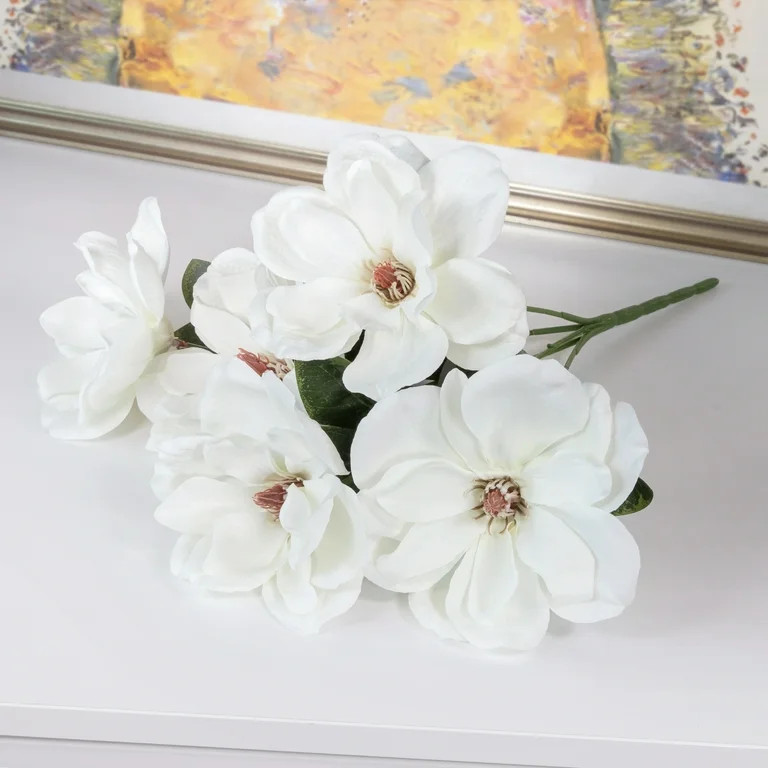 19-inch Artificial Silk White Magnolia Bush, for Indoor Use, by Mainstays | Walmart (US)