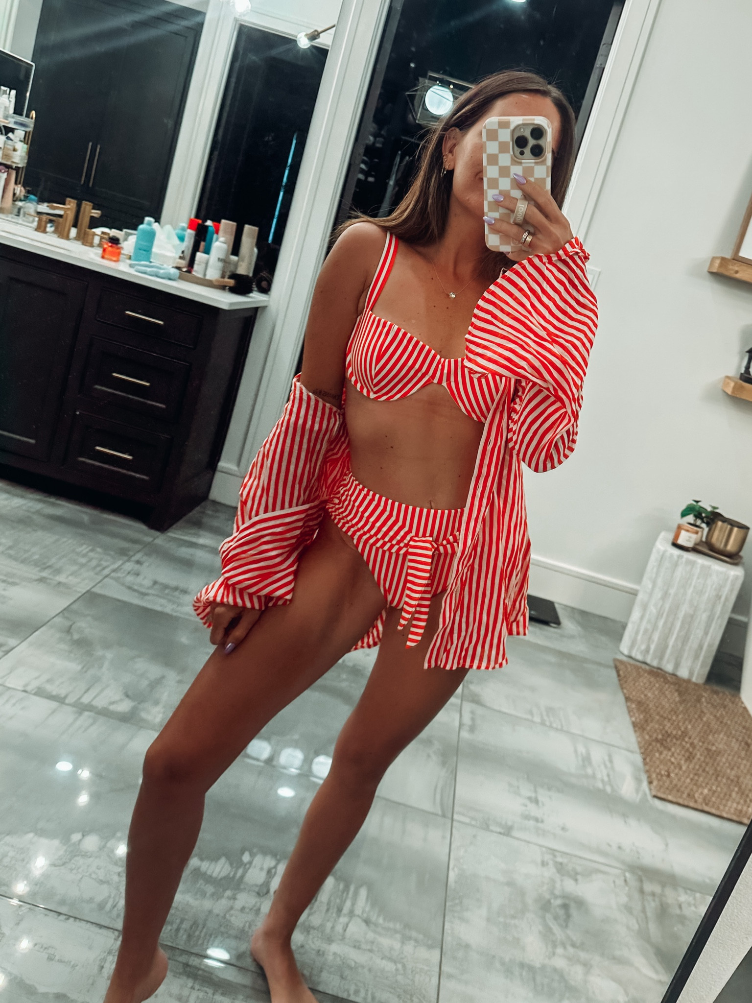 Red and white bikini and coverup - perfect for July 4th! In small in all 