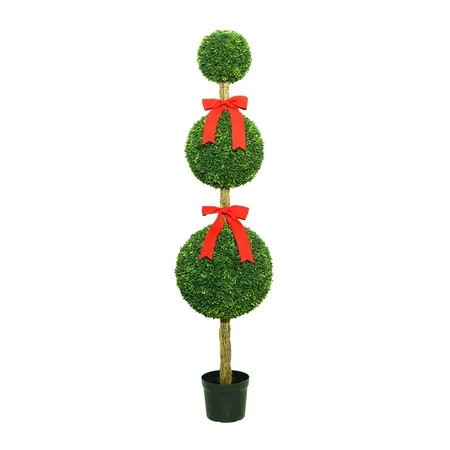 Artificial Topiary with Red Bows, 6', by My Texas House | Walmart (US)