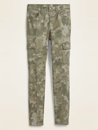 High-Waisted Camo Sateen Rockstar Super Skinny Cargo Pants for Women | Old Navy (US)