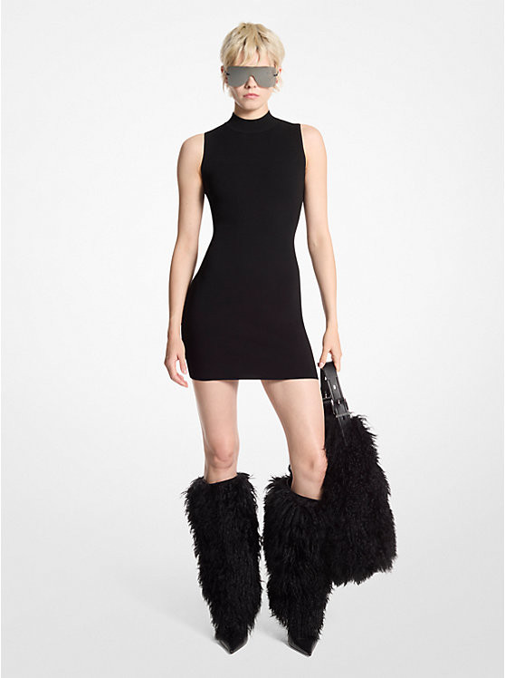 Stretch Viscose Mock Neck Dress | Michael Kors US